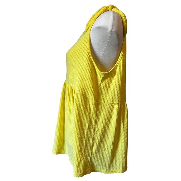 Vintage Spin USA Tank Top Sz 1XL Womens Yellow Plus Size Blouse Oversized Tie Sh - Picture 12 of 13